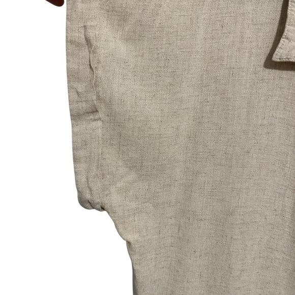 Umgee Tan Dolman Sleeve Button Down Shirt Frayed Linen Blend Oatmeal Size XL - Picture 7 of 8